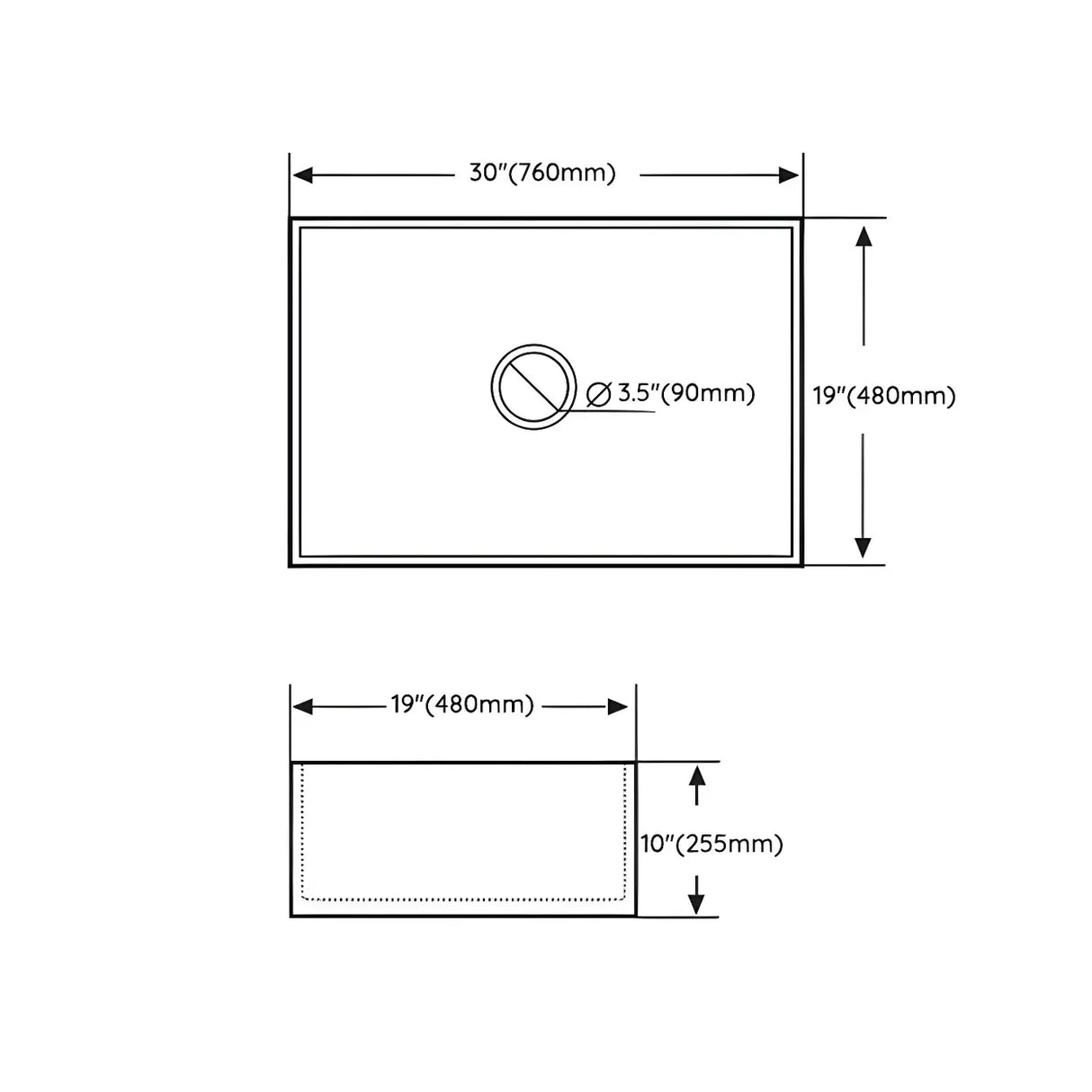 White Sound Dampening Rectangular Quartz Apron Sink