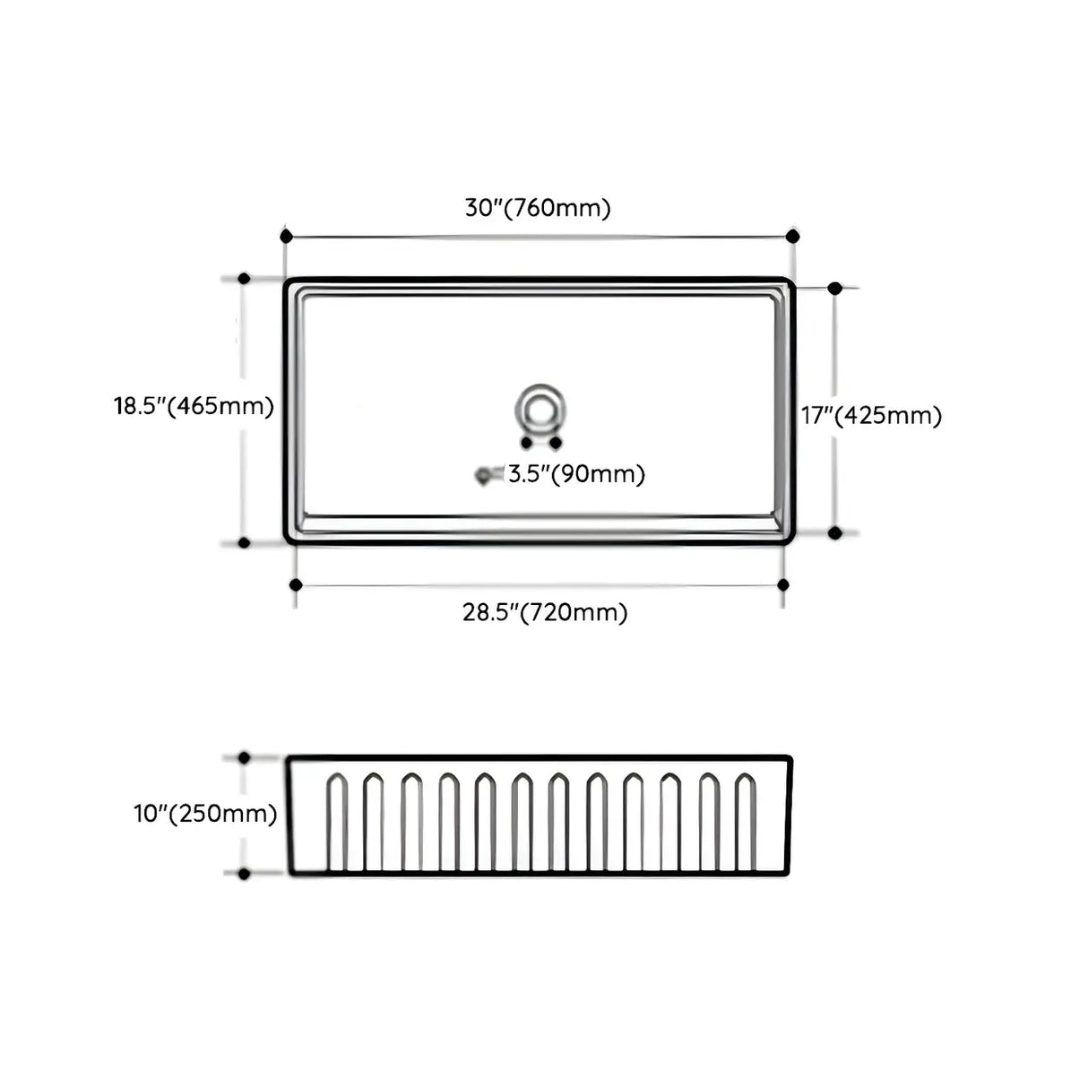 White Sound Dampening Rectangular Quartz Apron Sink Image - 25