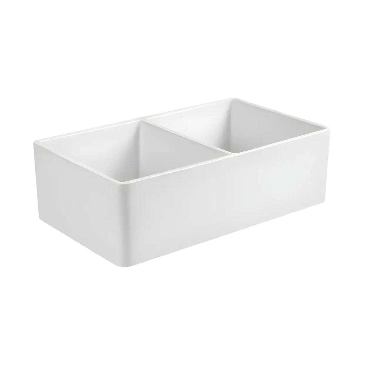 White Sound Dampening Rectangular Quartz Apron Sink Image - 2