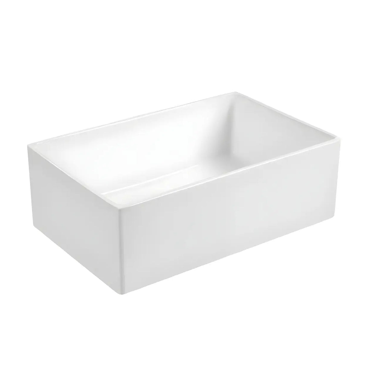 White Sound Dampening Rectangular Quartz Apron Sink Image - 3