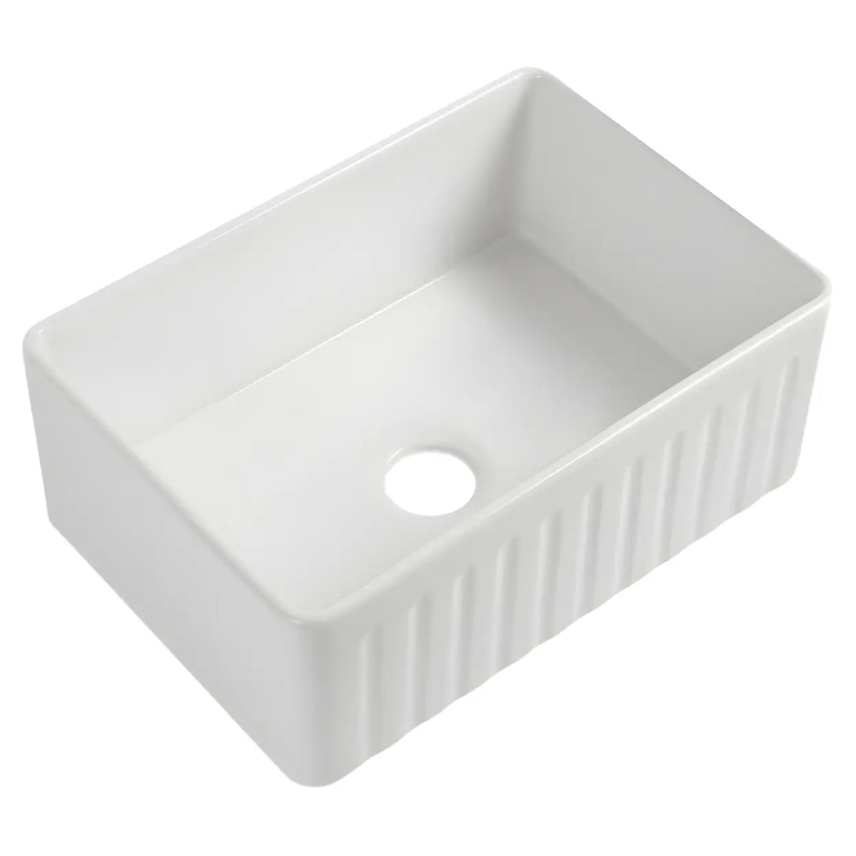 White Sound Dampening Rectangular Quartz Apron Sink Image - 9