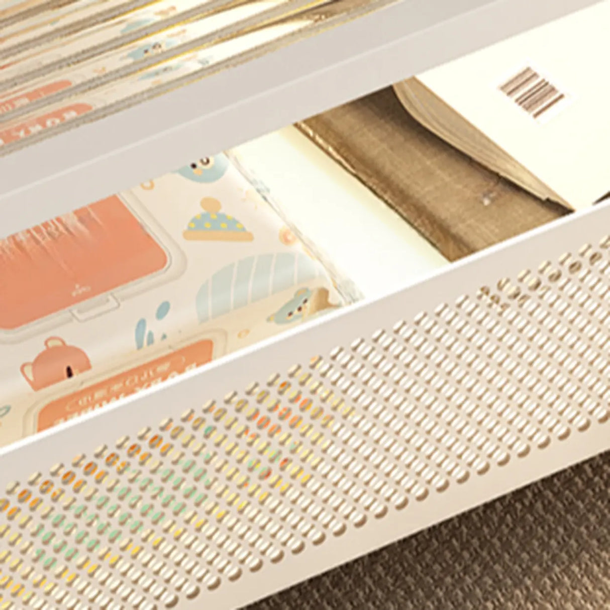 White Square Clear Glass Cart Coffee Table with Shelves Image - 5