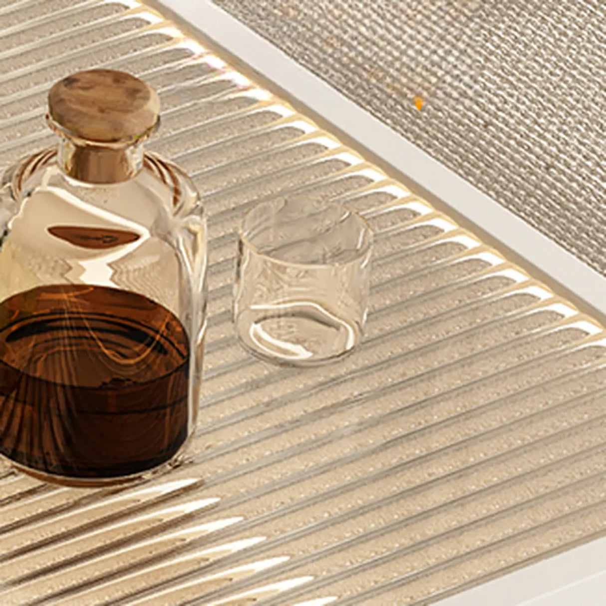 White Square Clear Glass Cart Coffee Table with Shelves Image - 6