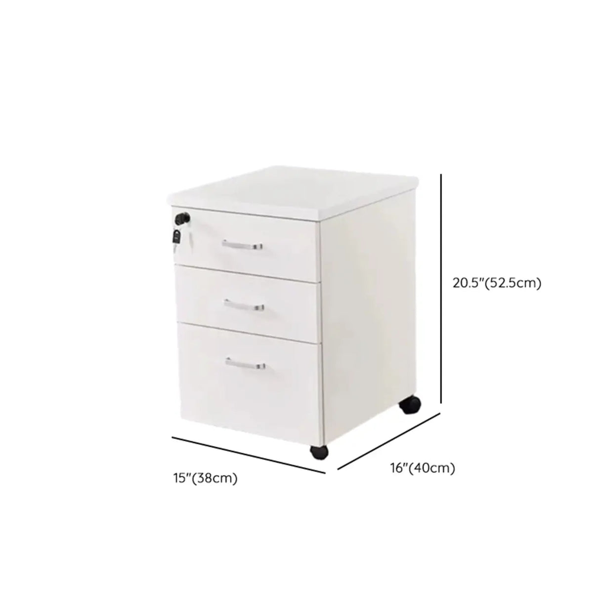 White Square Wood Lockable Sliding Short Filing Cabinet