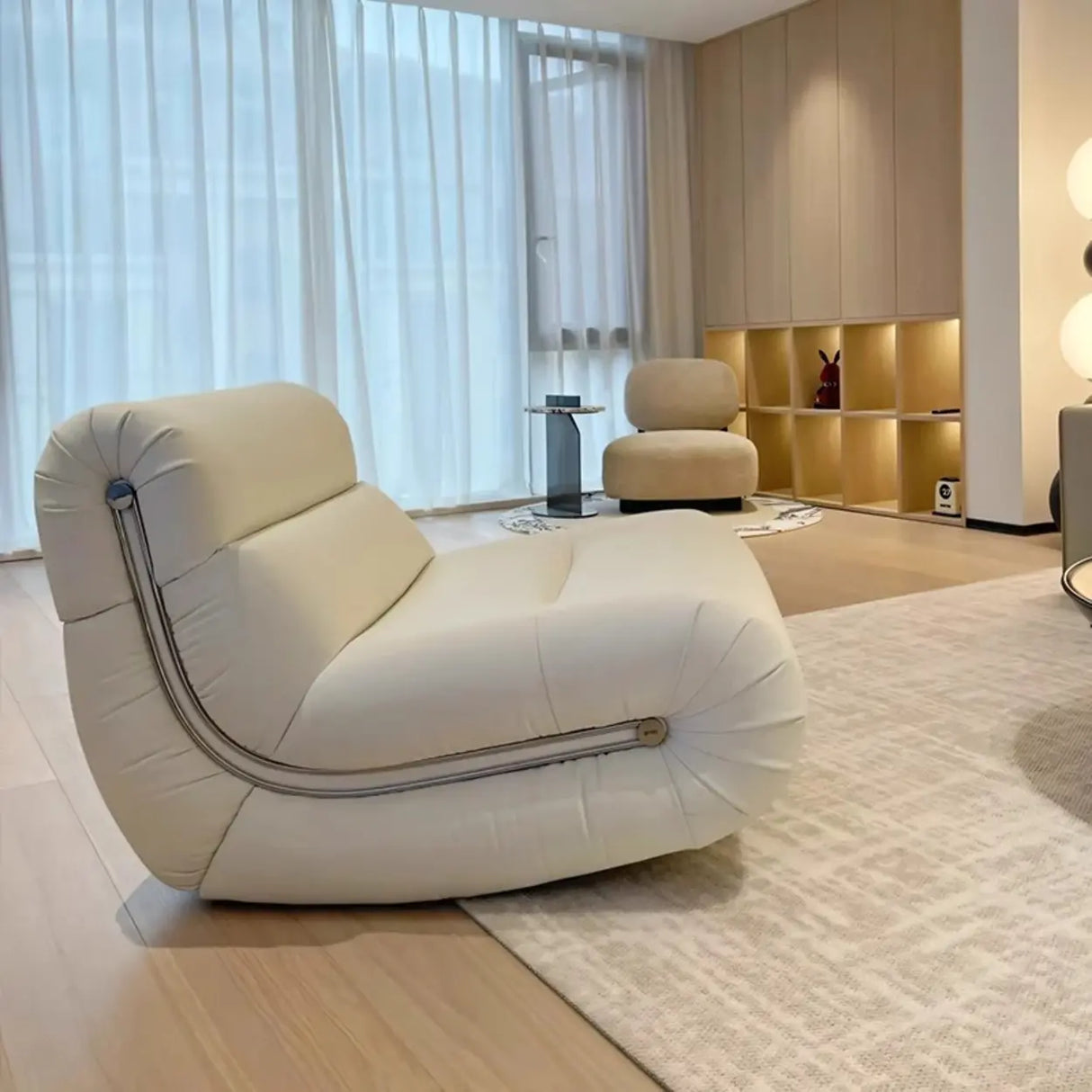 White Stain Resistant Upholstered Indoor Rocking Chair Image - 1