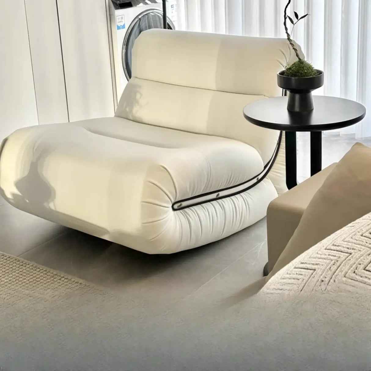 White Stain Resistant Upholstered Indoor Rocking Chair Image - 2