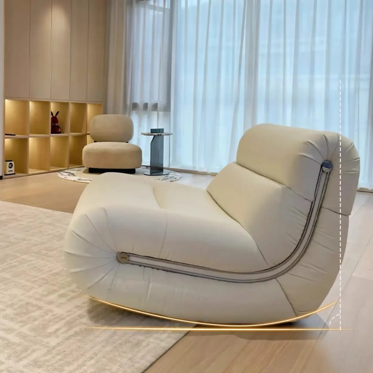 White Stain Resistant Upholstered Indoor Rocking Chair Image - 4