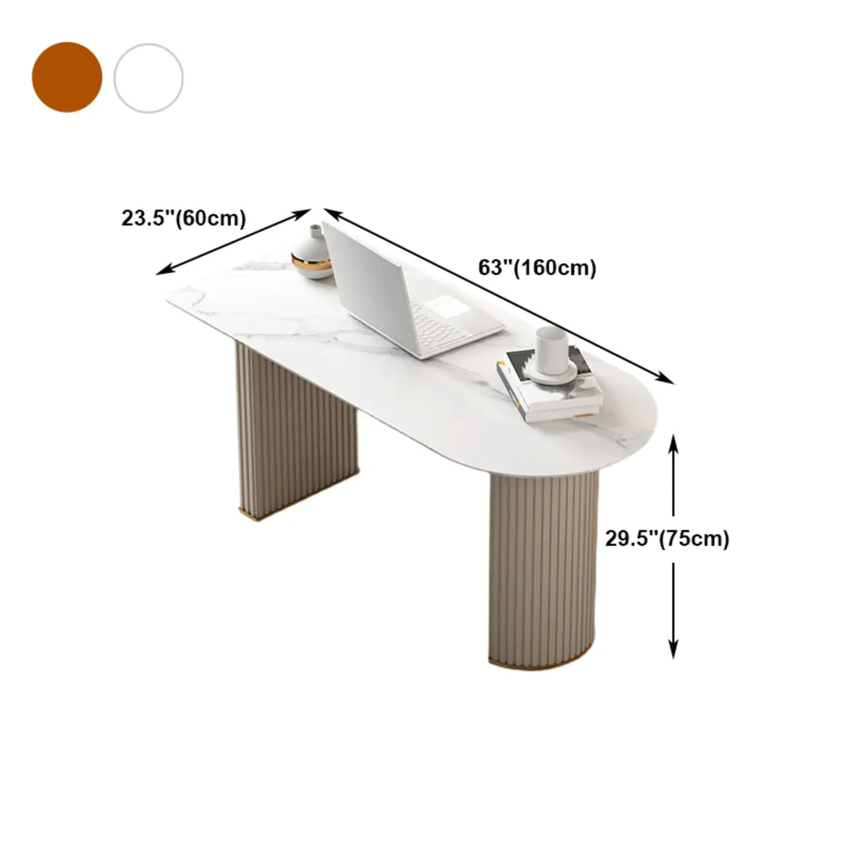 White Standard Free From Sintered Stone Writing Desk Image - 11