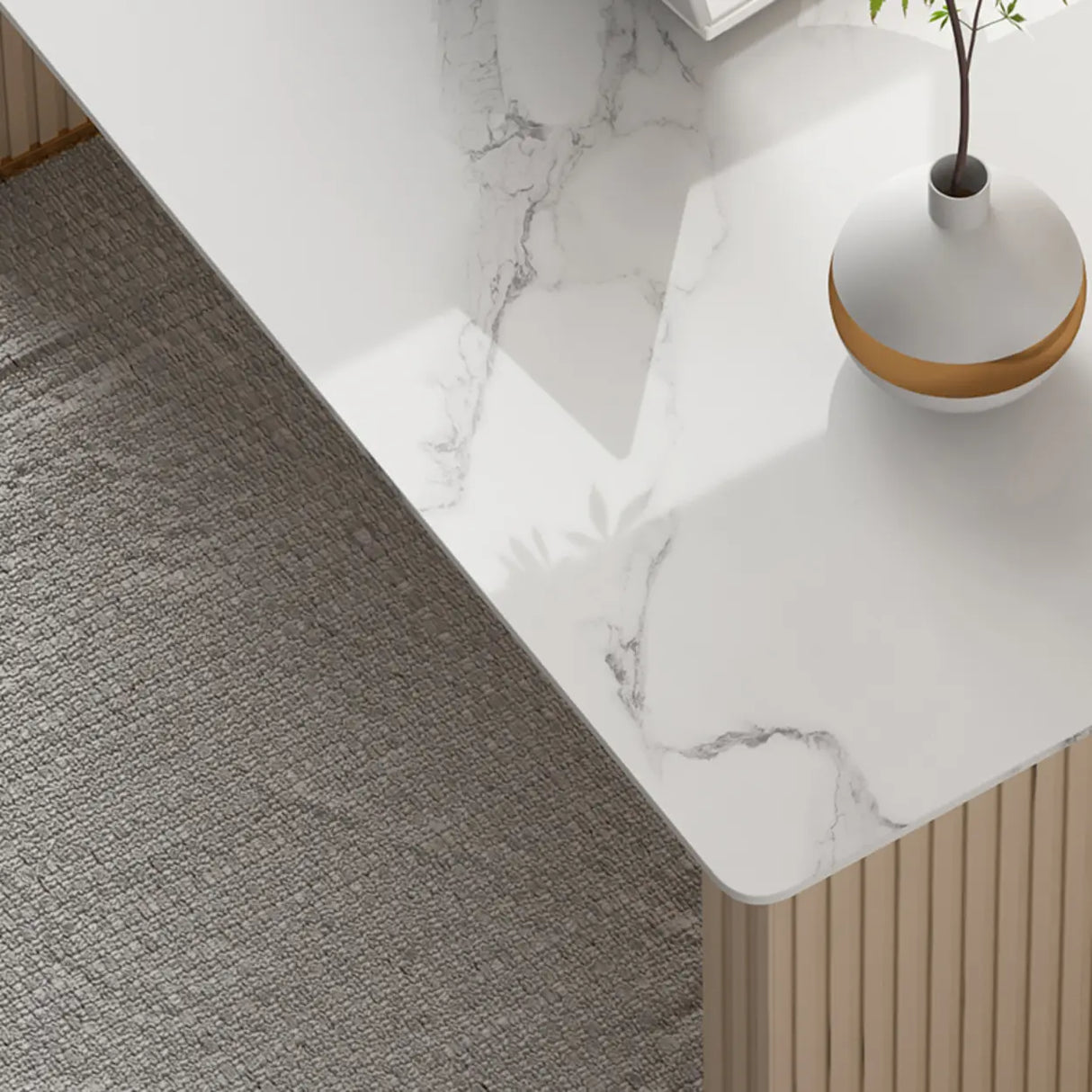 White Standard Free From Sintered Stone Writing Desk Image - 7