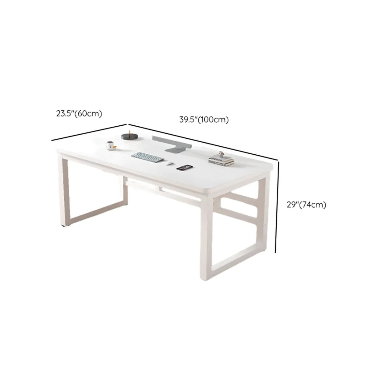 White Standard Rectangle Wooden Computer Desk Image - 10