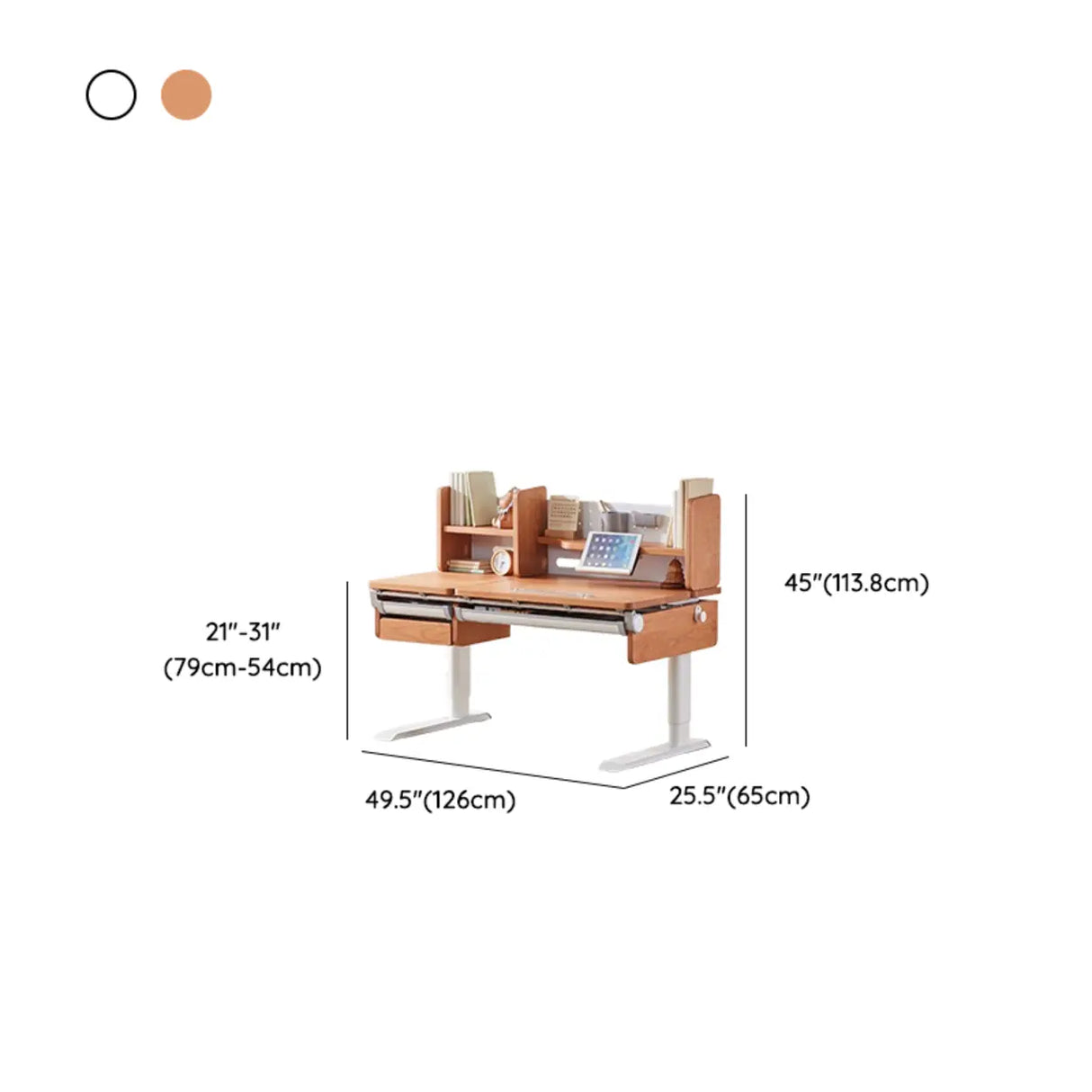 White Steel Base Kids Writing Desk with Shelf and Chair