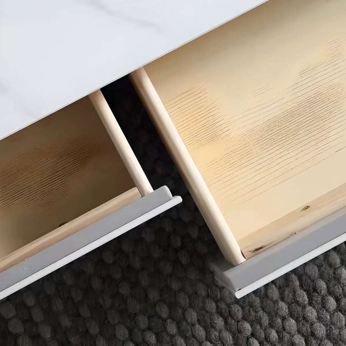 White Stone Rectangular Enclosed Storage TV Stand Image - 7