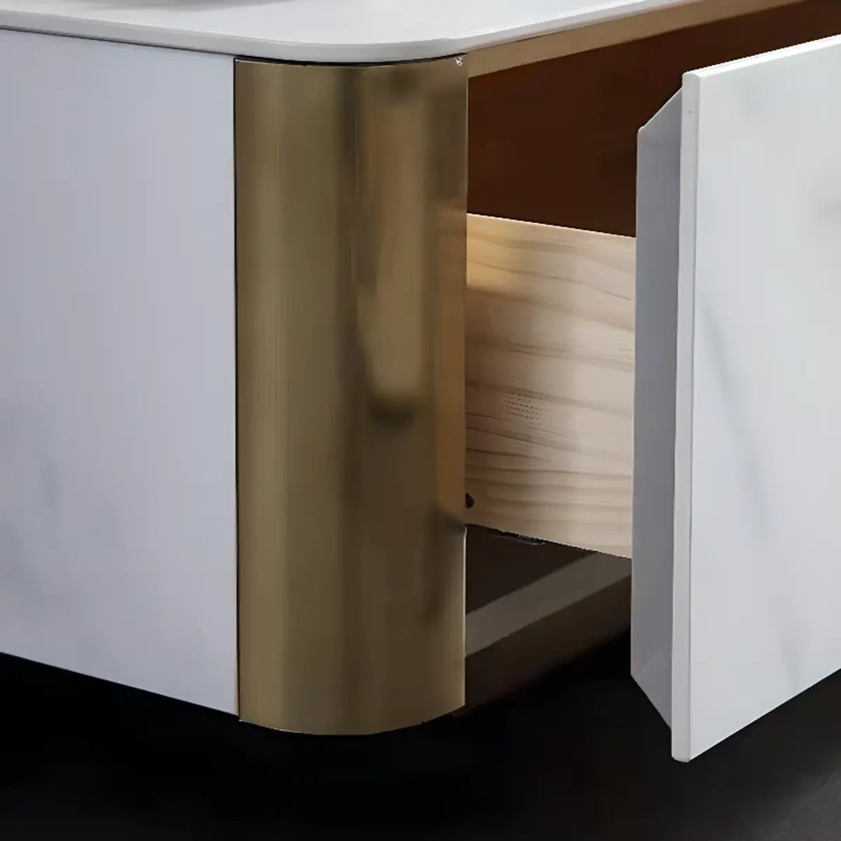 White Stone Rectangular Enclosed Storage TV Stand Image - 8