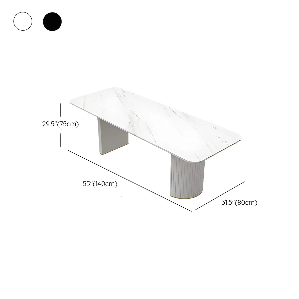 White Stone Rectangular Sled Meeting Table 6-Person