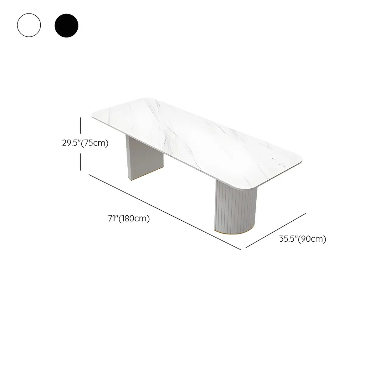 White Stone Rectangular Sled Meeting Table 6-Person Image - 15