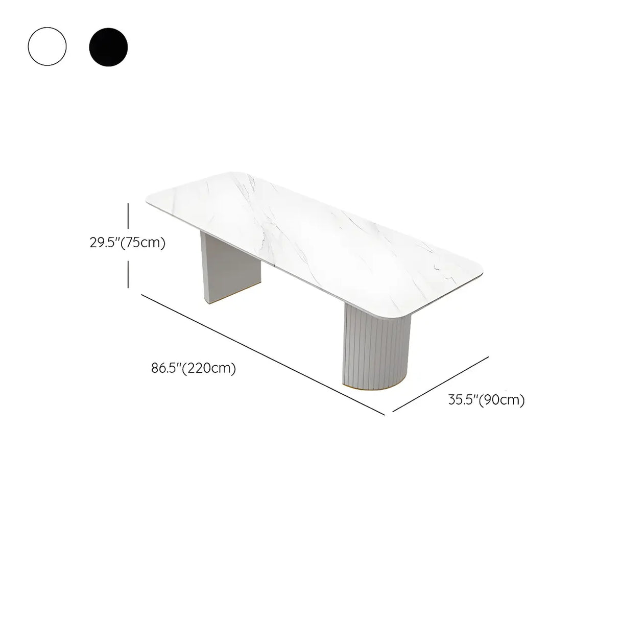 White Stone Rectangular Sled Meeting Table 6-Person Image - 17