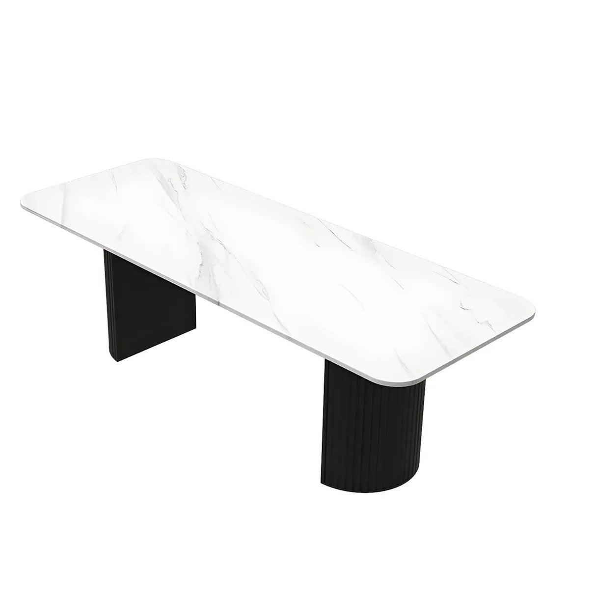 White Stone Rectangular Sled Meeting Table 6-Person Image - 2