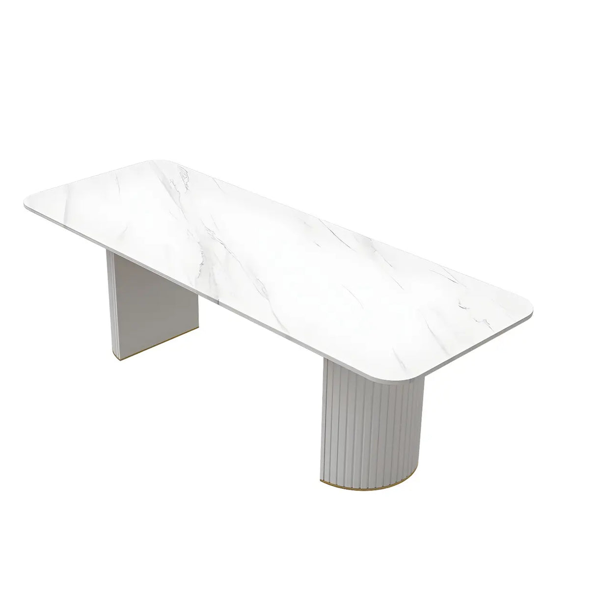 White Stone Rectangular Sled Meeting Table 6-Person Image - 3