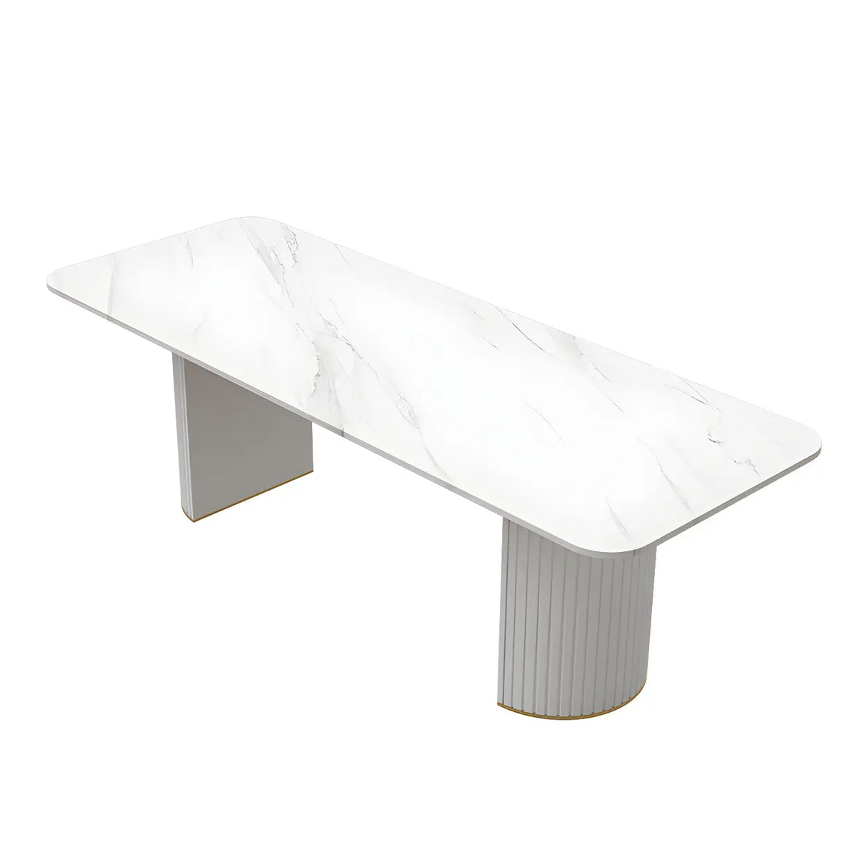 White Stone Rectangular Sled Meeting Table 6-Person Image - 7