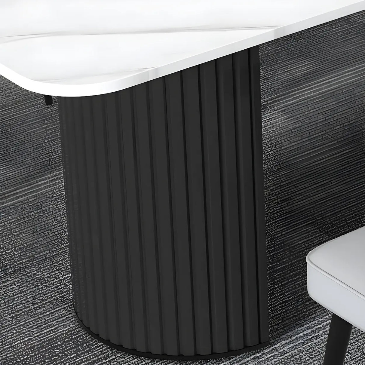 White Stone Rectangular Sled Meeting Table 6-Person Image - 9