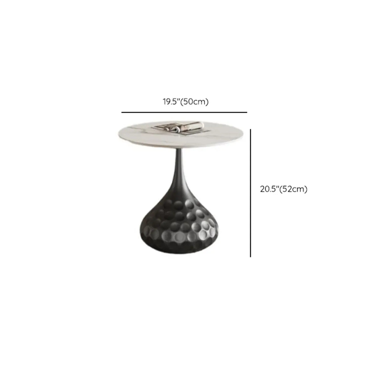 White Stone Round Metal Base Nesting Coffee Tables Image - 12