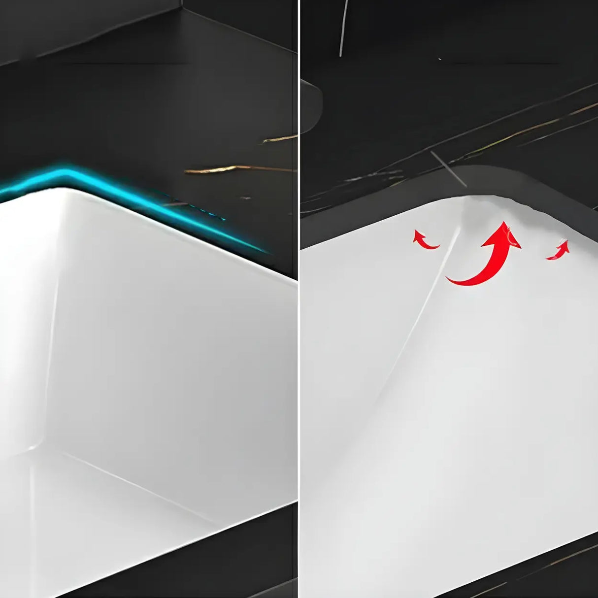 White Stone Sink Gold Faucet Wall Mounted Bath Vanity Set Image - 6