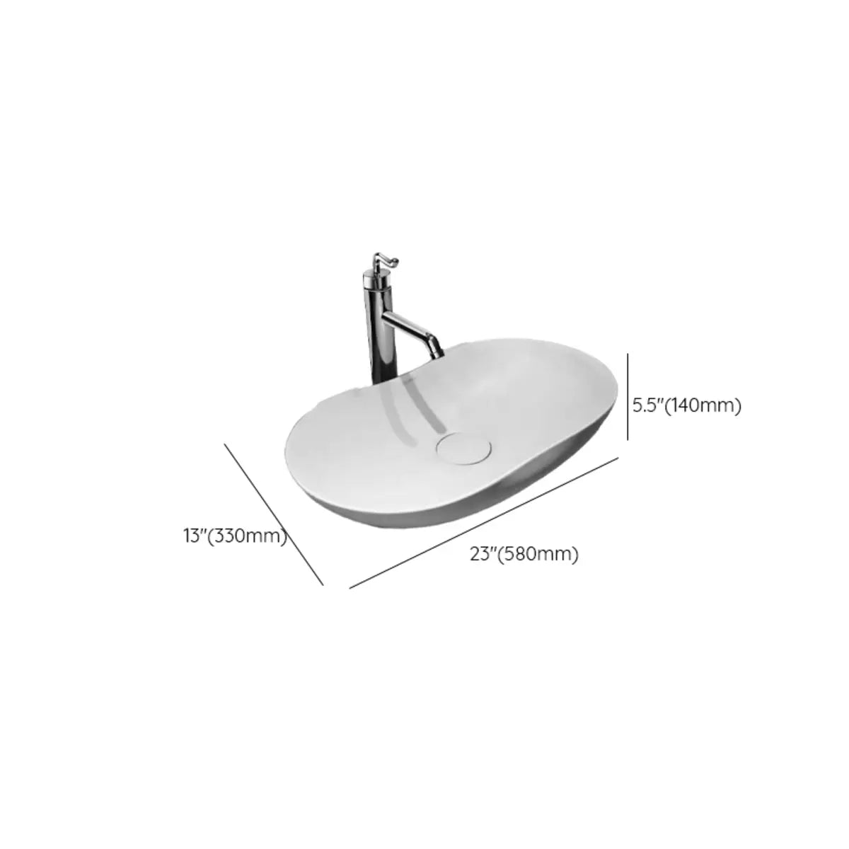 White Stone Specialty Vessel Sinks with Center Trapway