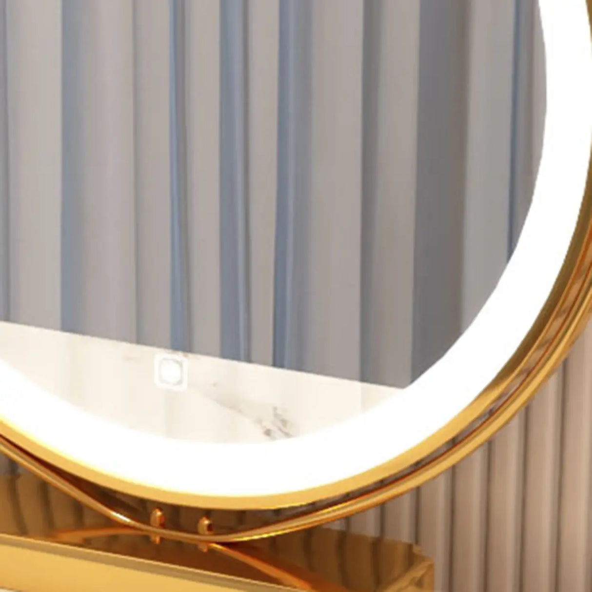 White Stone Wood Makeup Vanity with Drawers and Mirror Image - 14