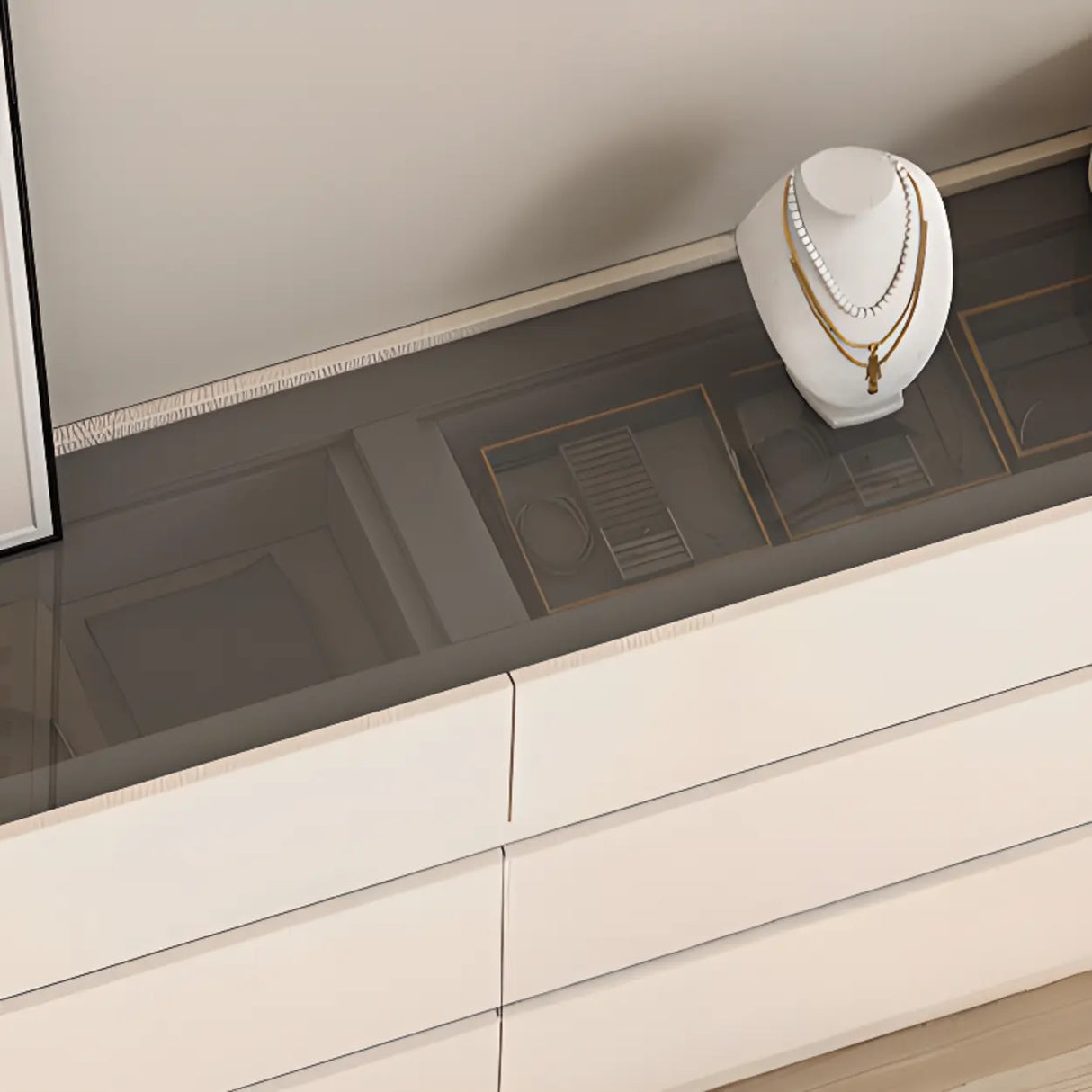 White Storage Pedestal Entrance Console Table with Drawer Image - 10