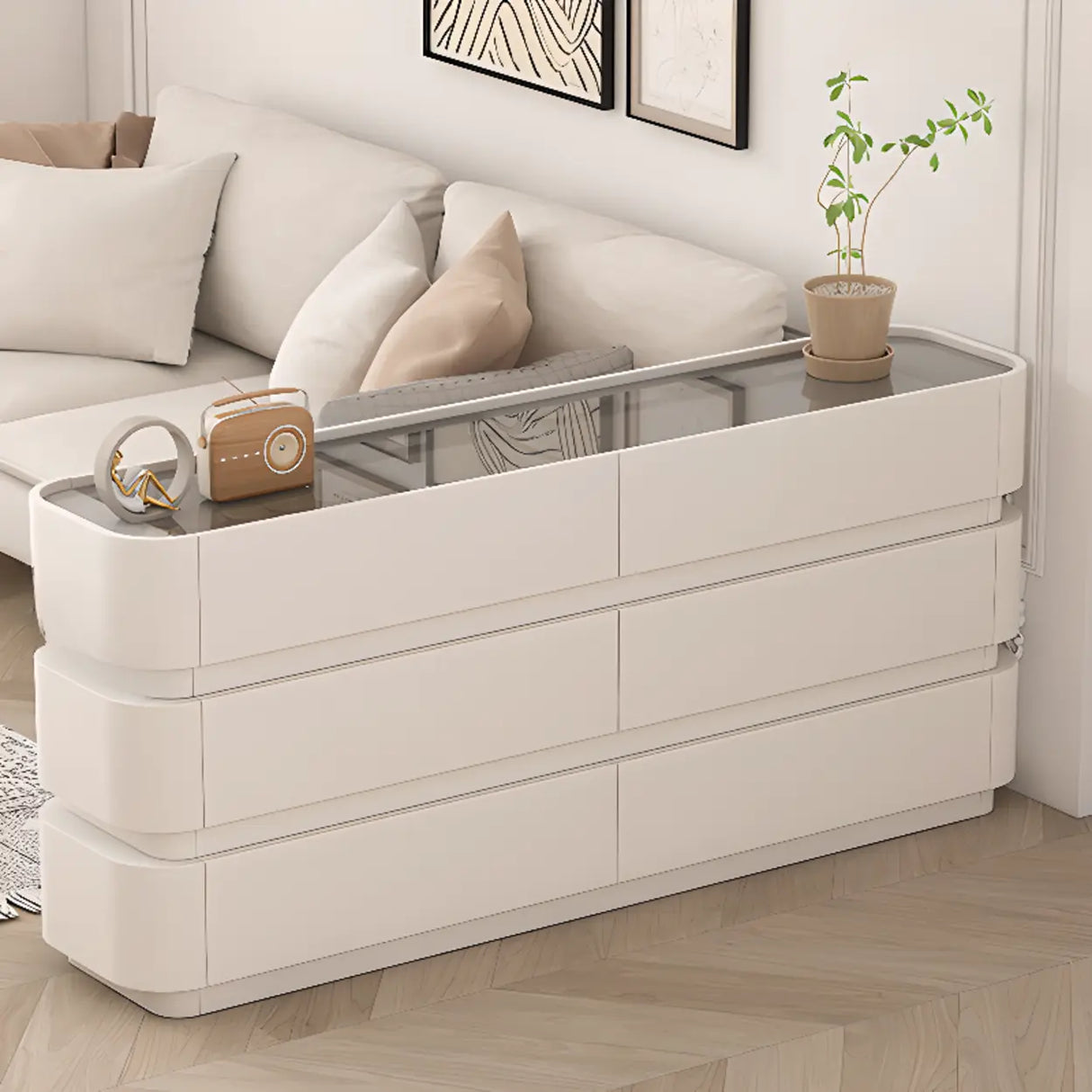 White Storage Pedestal Entrance Console Table with Drawer Image - 12