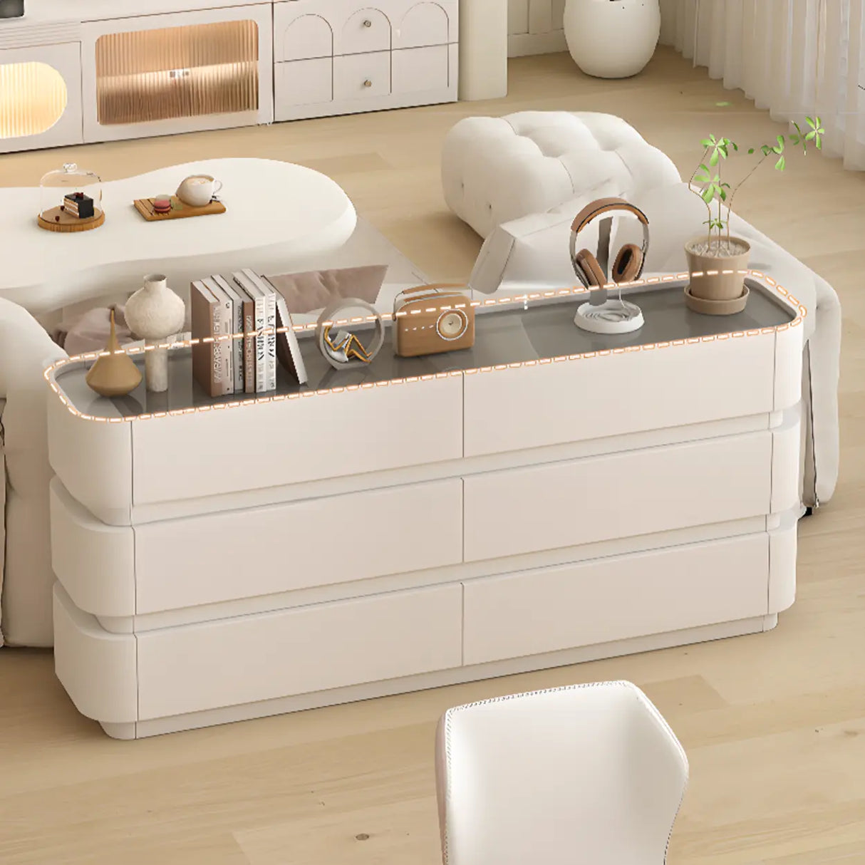 White Storage Pedestal Entrance Console Table with Drawer Image - 6