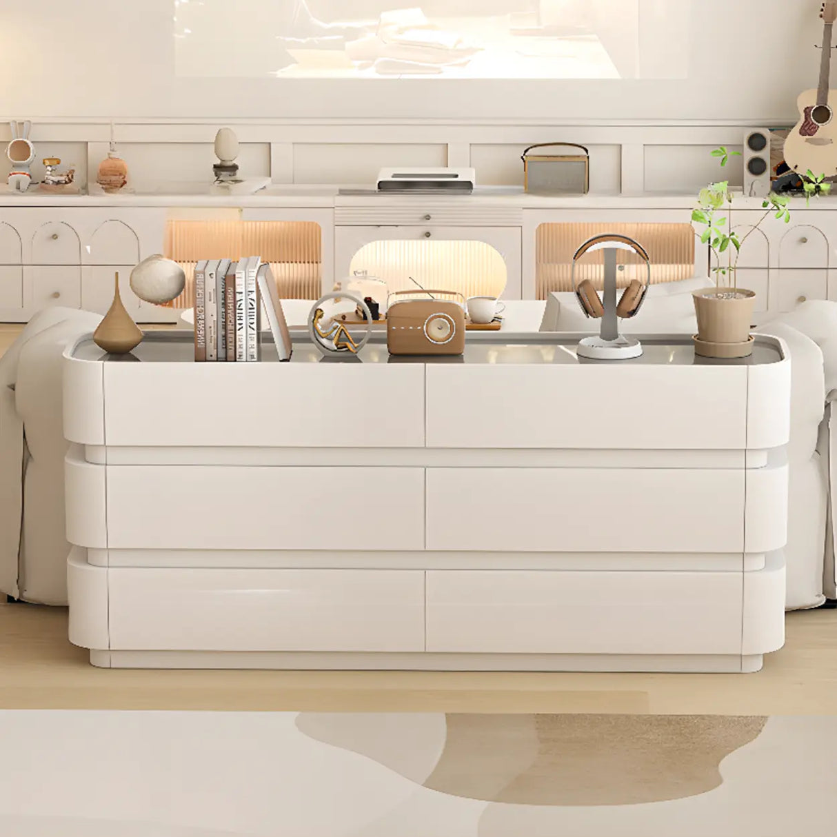 White Storage Pedestal Entrance Console Table with Drawer Image - 9