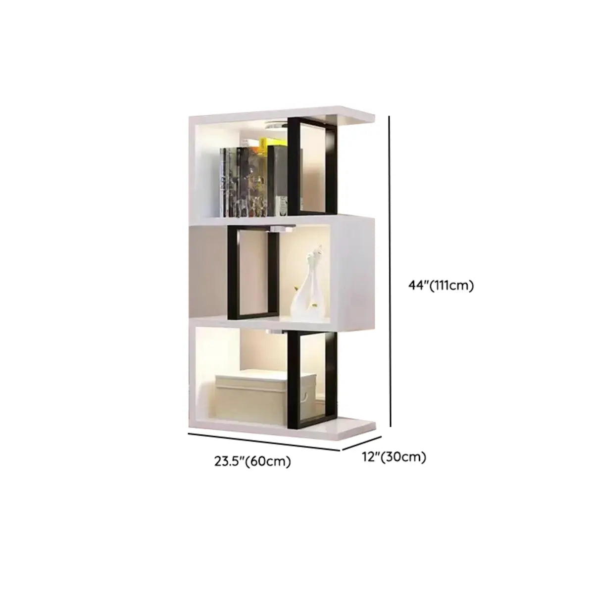 White Stylish Alloy Open Etagere Display Bookshelf