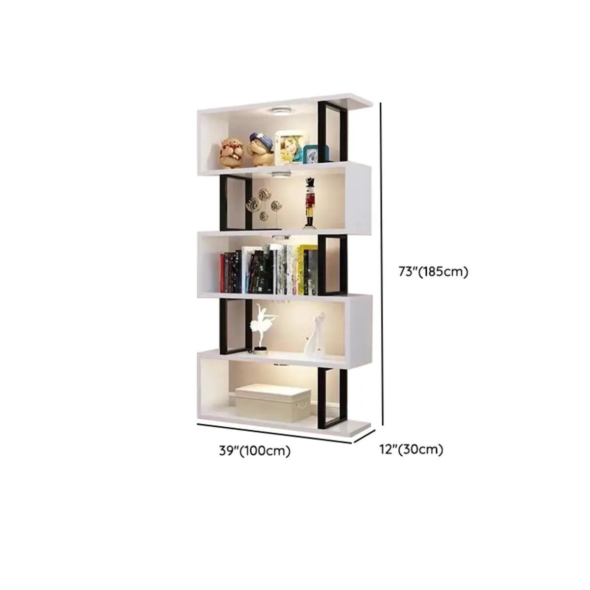 White Stylish Alloy Open Etagere Display Bookshelf Image - 17