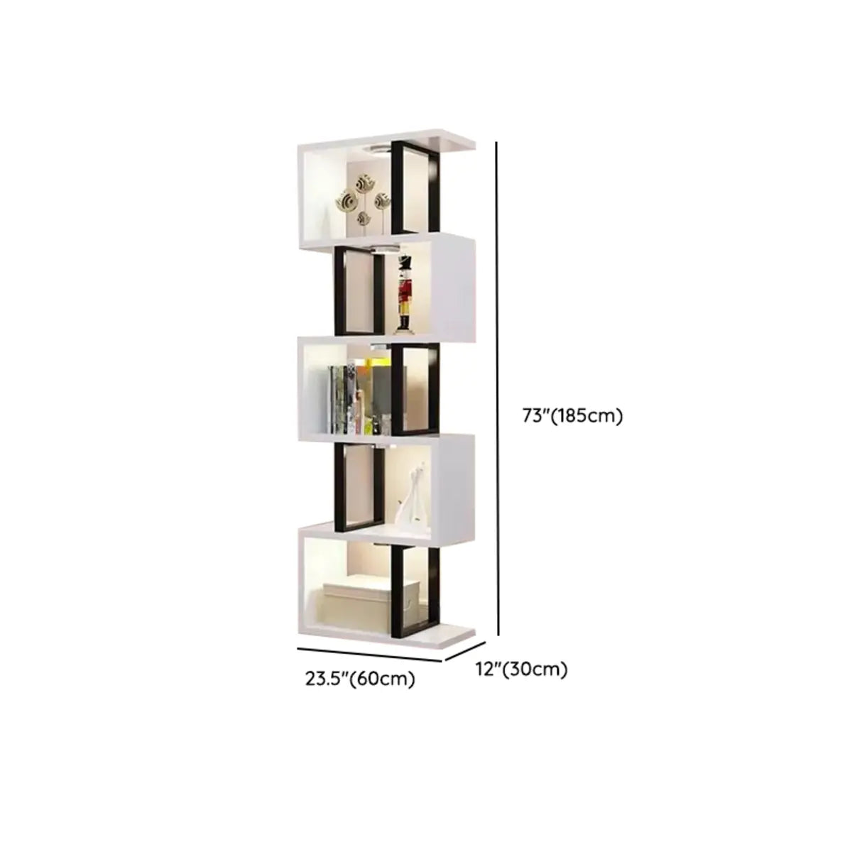 White Stylish Alloy Open Etagere Display Bookshelf Image - 18