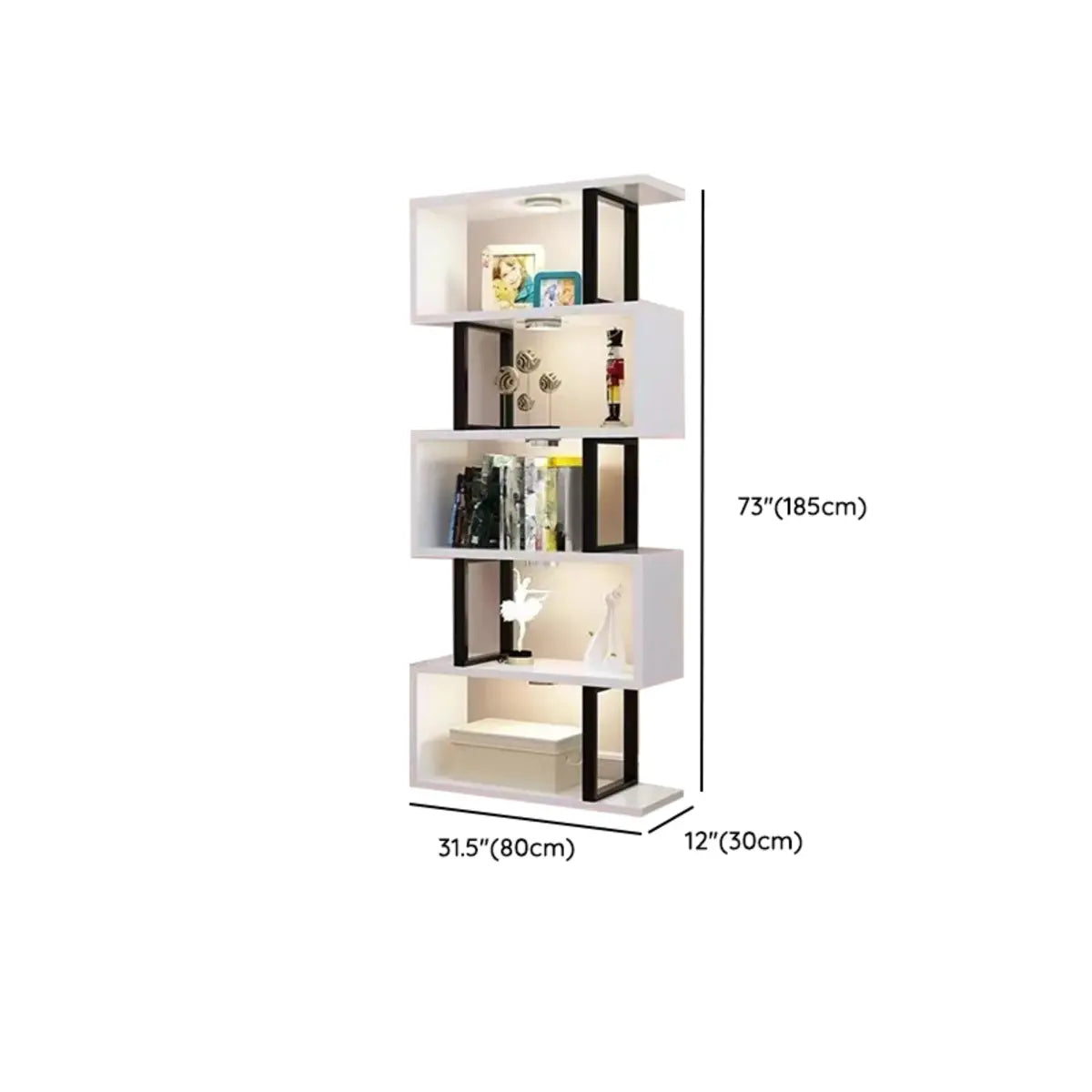 White Stylish Alloy Open Etagere Display Bookshelf Image - 19