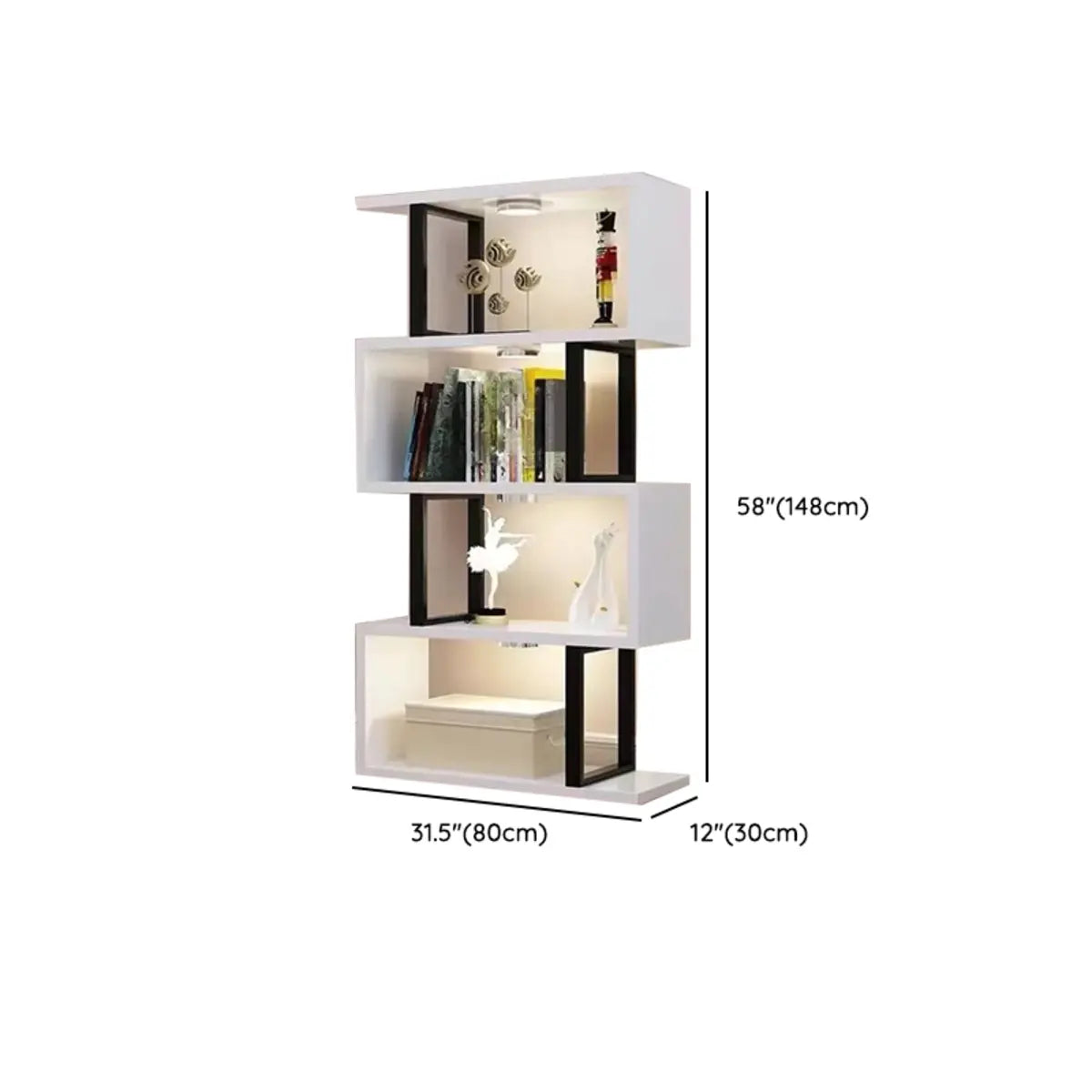 White Stylish Alloy Open Etagere Display Bookshelf Image - 20