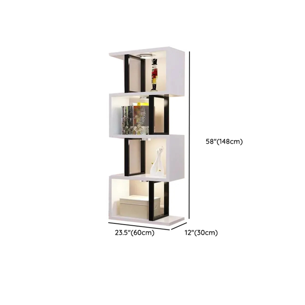 White Stylish Alloy Open Etagere Display Bookshelf Image - 21
