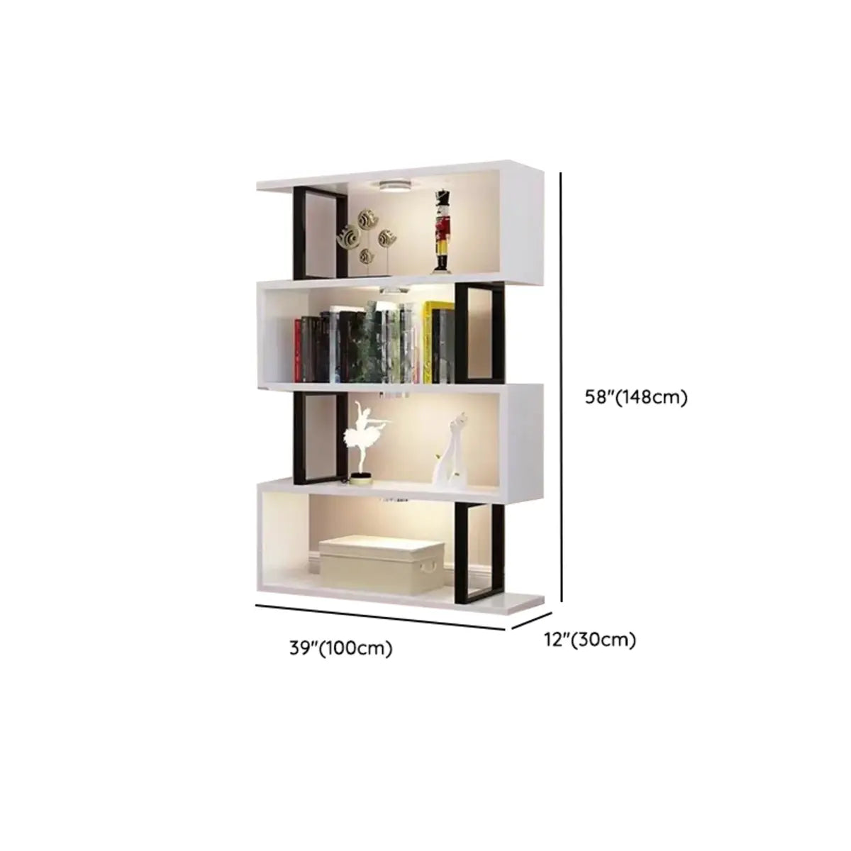 White Stylish Alloy Open Etagere Display Bookshelf Image - 22