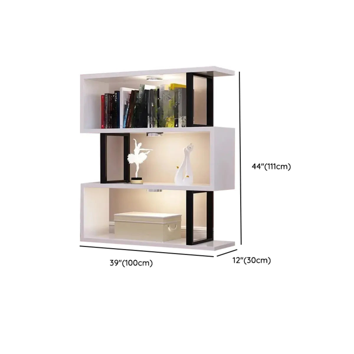 White Stylish Alloy Open Etagere Display Bookshelf Image - 24