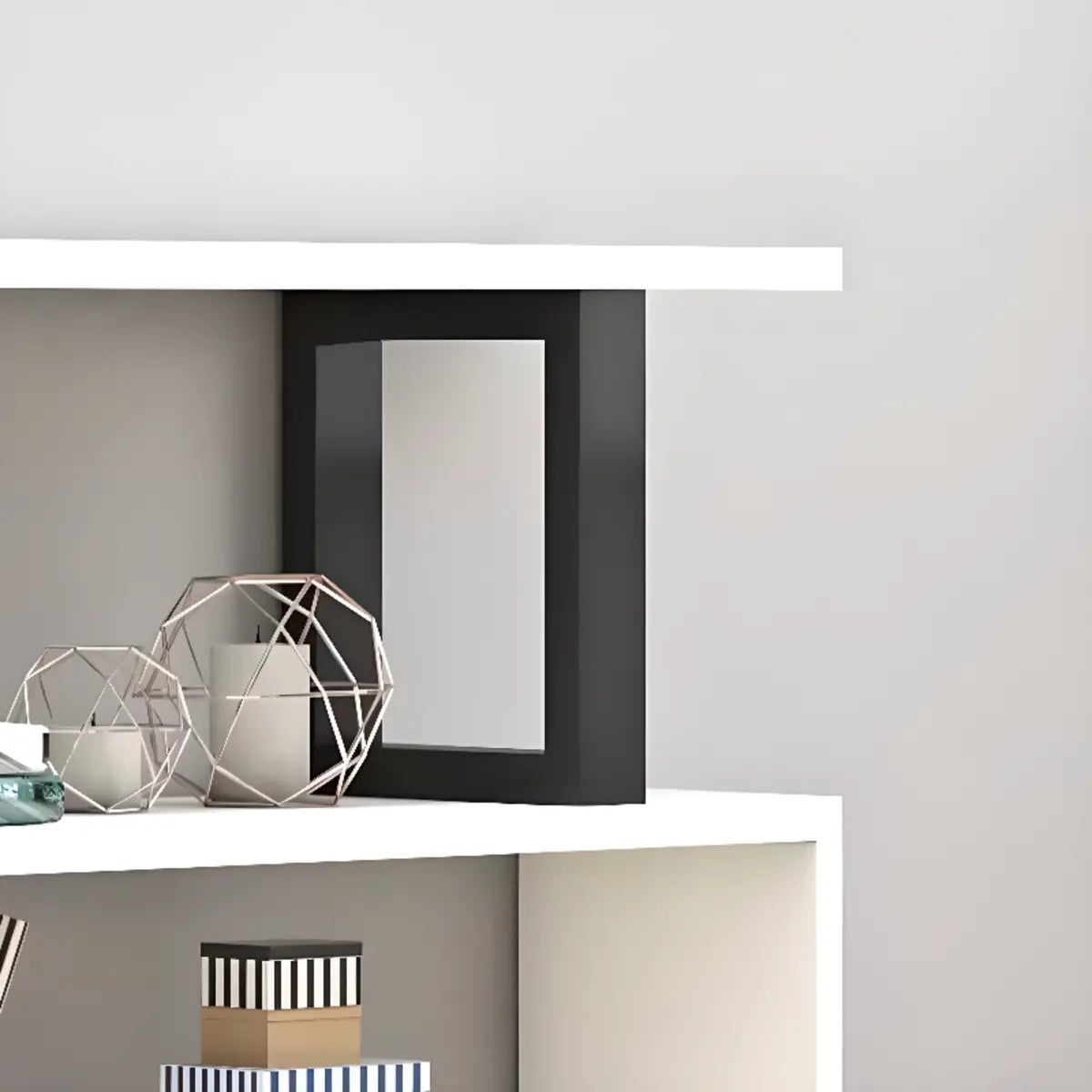 White Stylish Alloy Open Etagere Display Bookshelf Image - 4