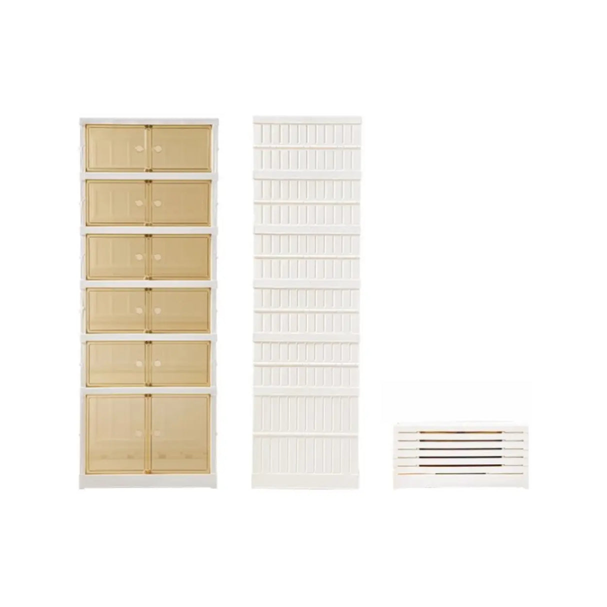 White Tall Beige Plastic Foldable Shoe Storage Box Image - 10