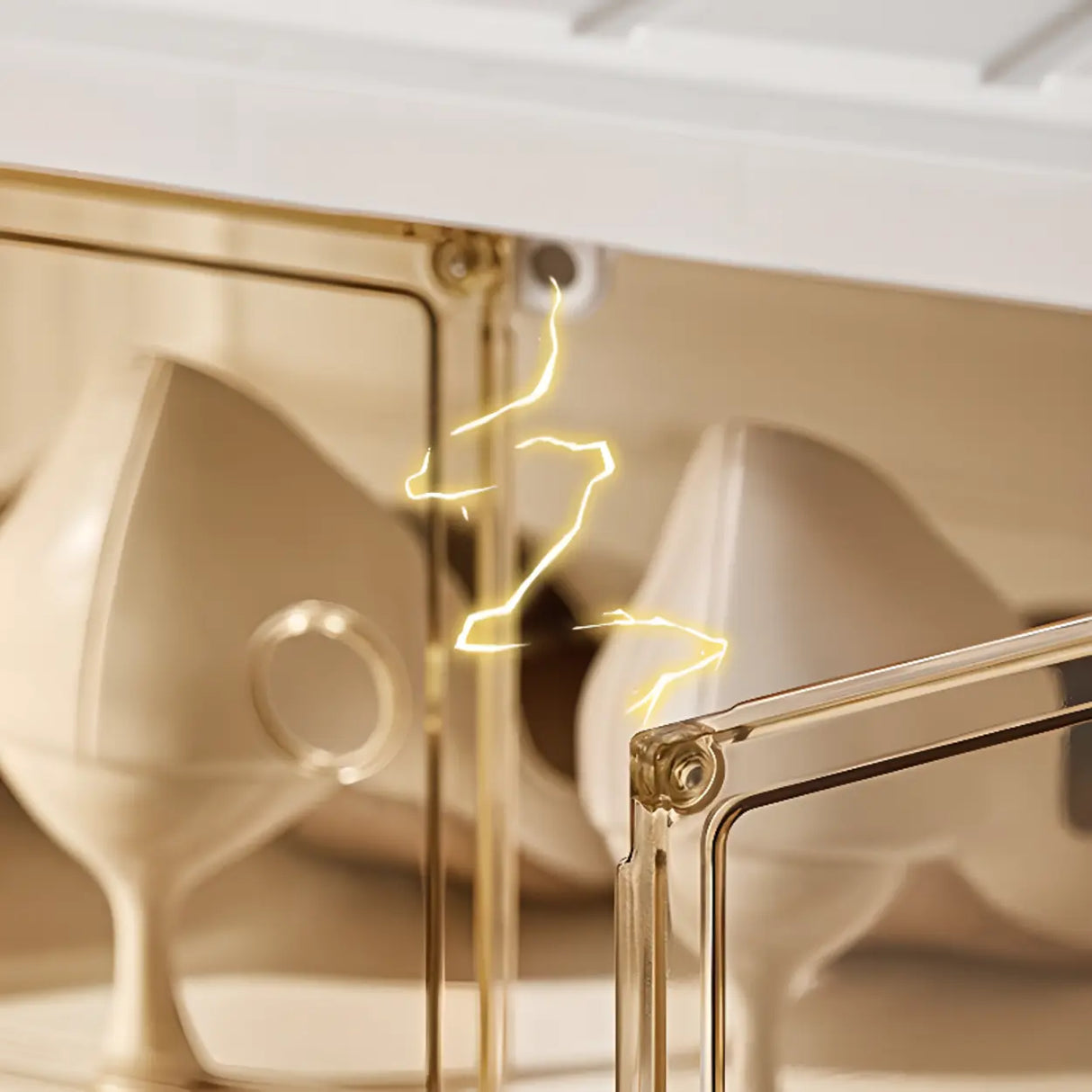 White Tall Beige Plastic Foldable Shoe Storage Box Image - 14