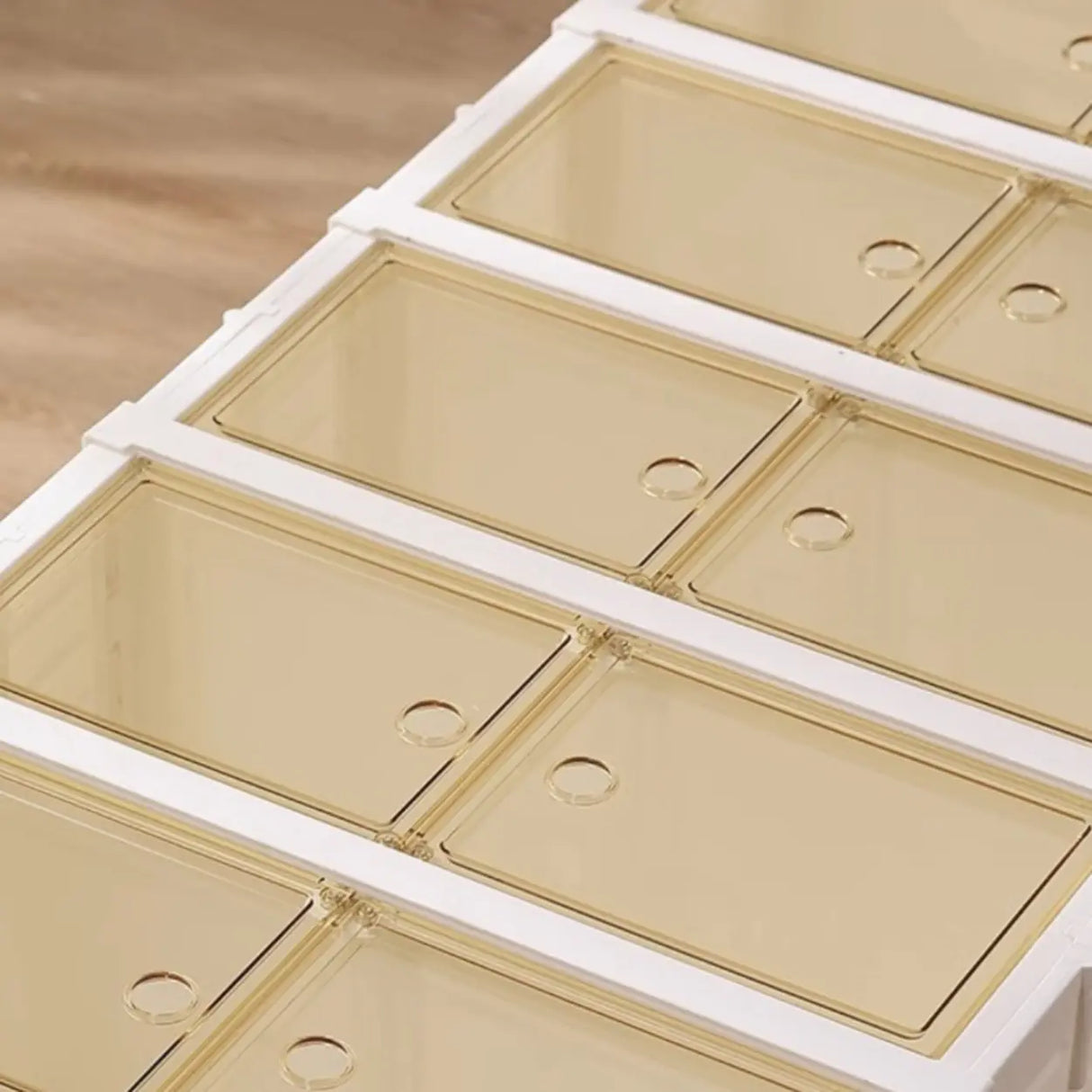 White Tall Beige Plastic Foldable Shoe Storage Box Image - 19