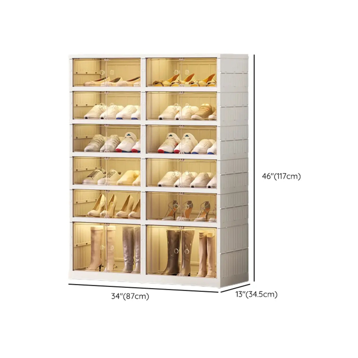White Tall Beige Plastic Foldable Shoe Storage Box Image - 21