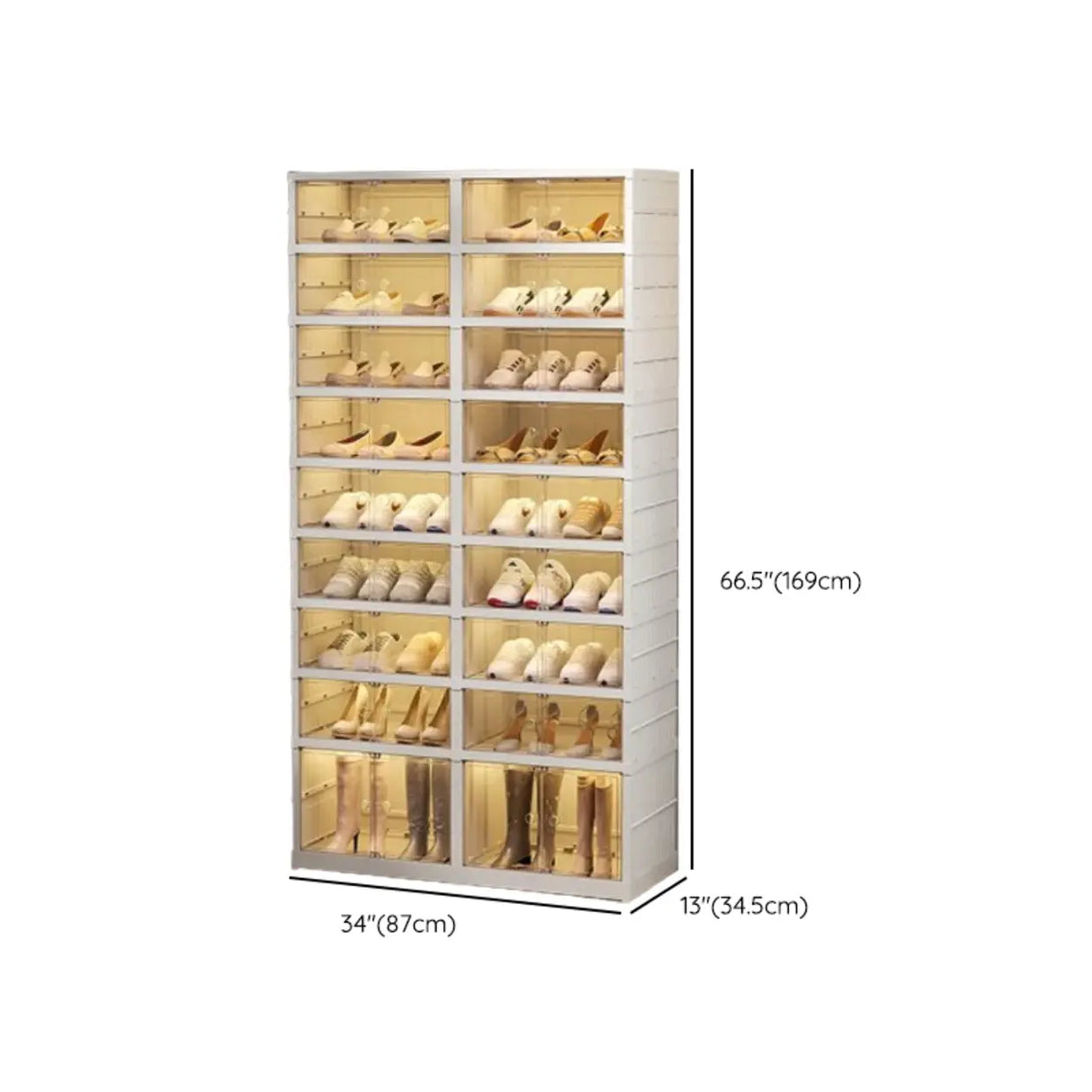 White Tall Beige Plastic Foldable Shoe Storage Box Image - 22