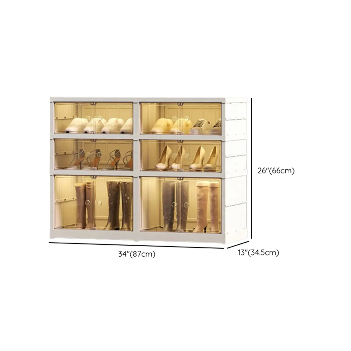 White Tall Beige Plastic Foldable Shoe Storage Box Image - 23