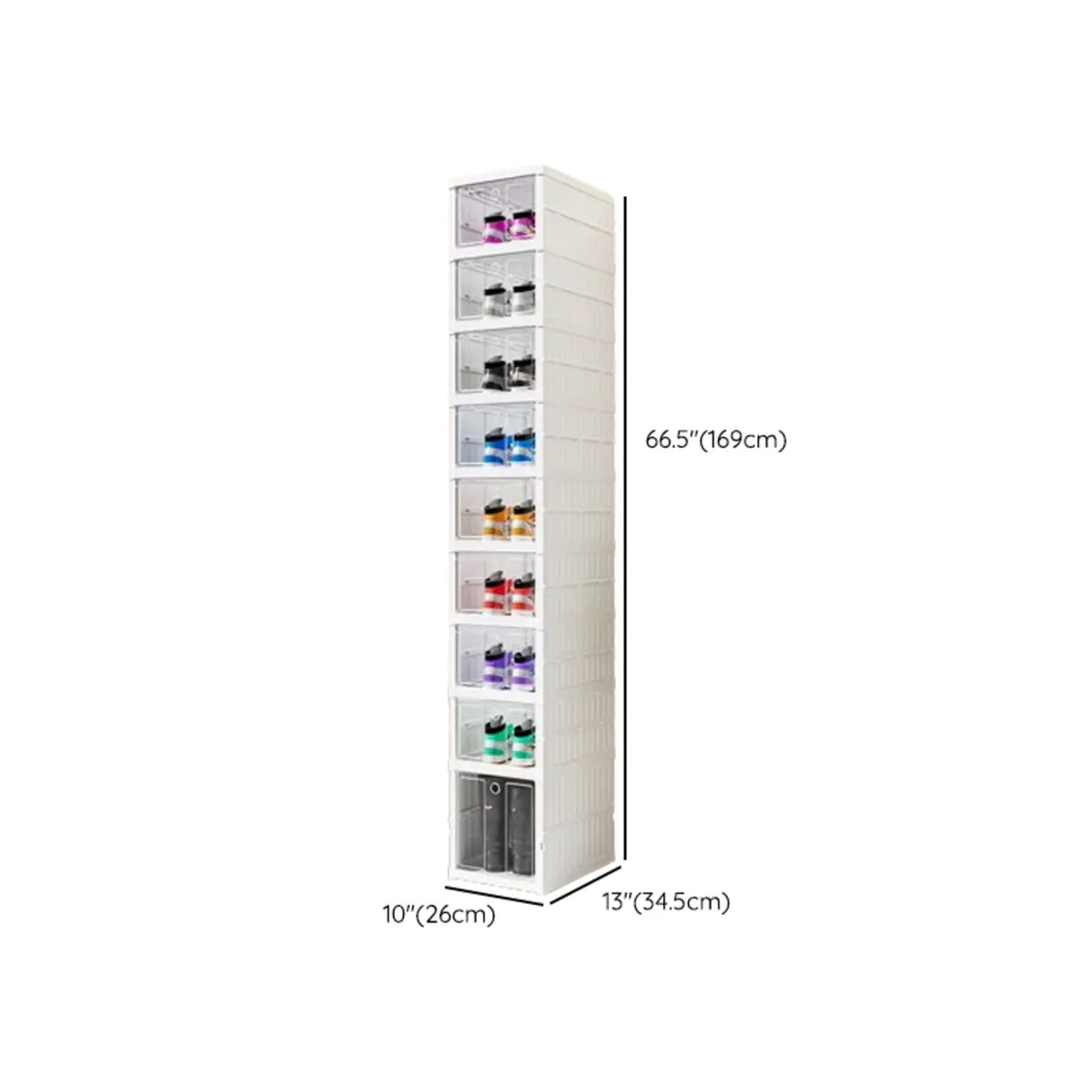 White Tall Beige Plastic Foldable Shoe Storage Box Image - 25