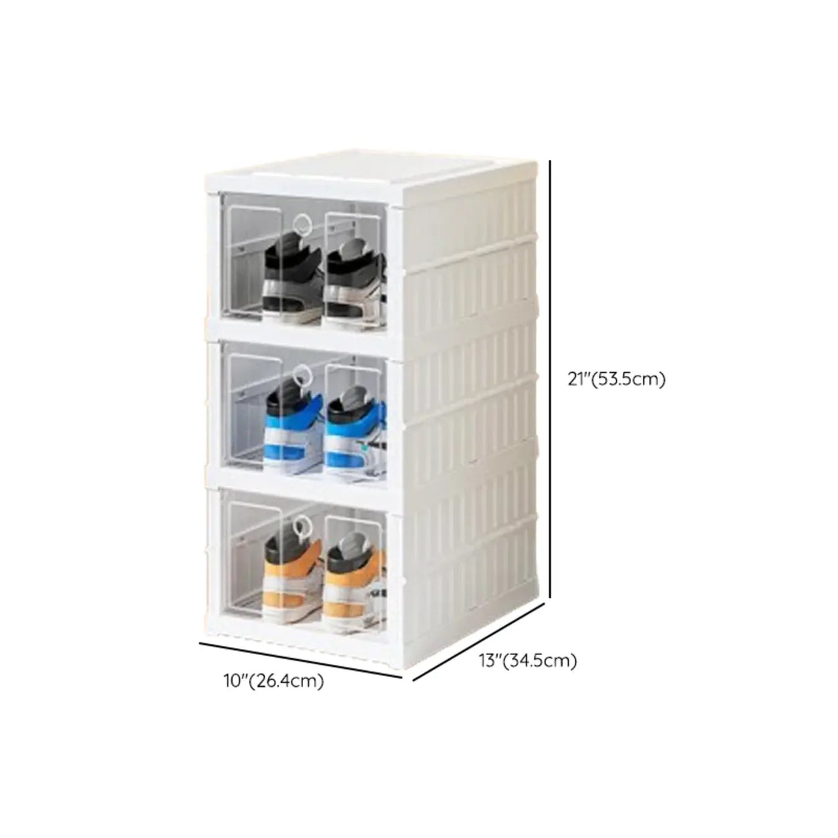 White Tall Beige Plastic Foldable Shoe Storage Box Image - 27