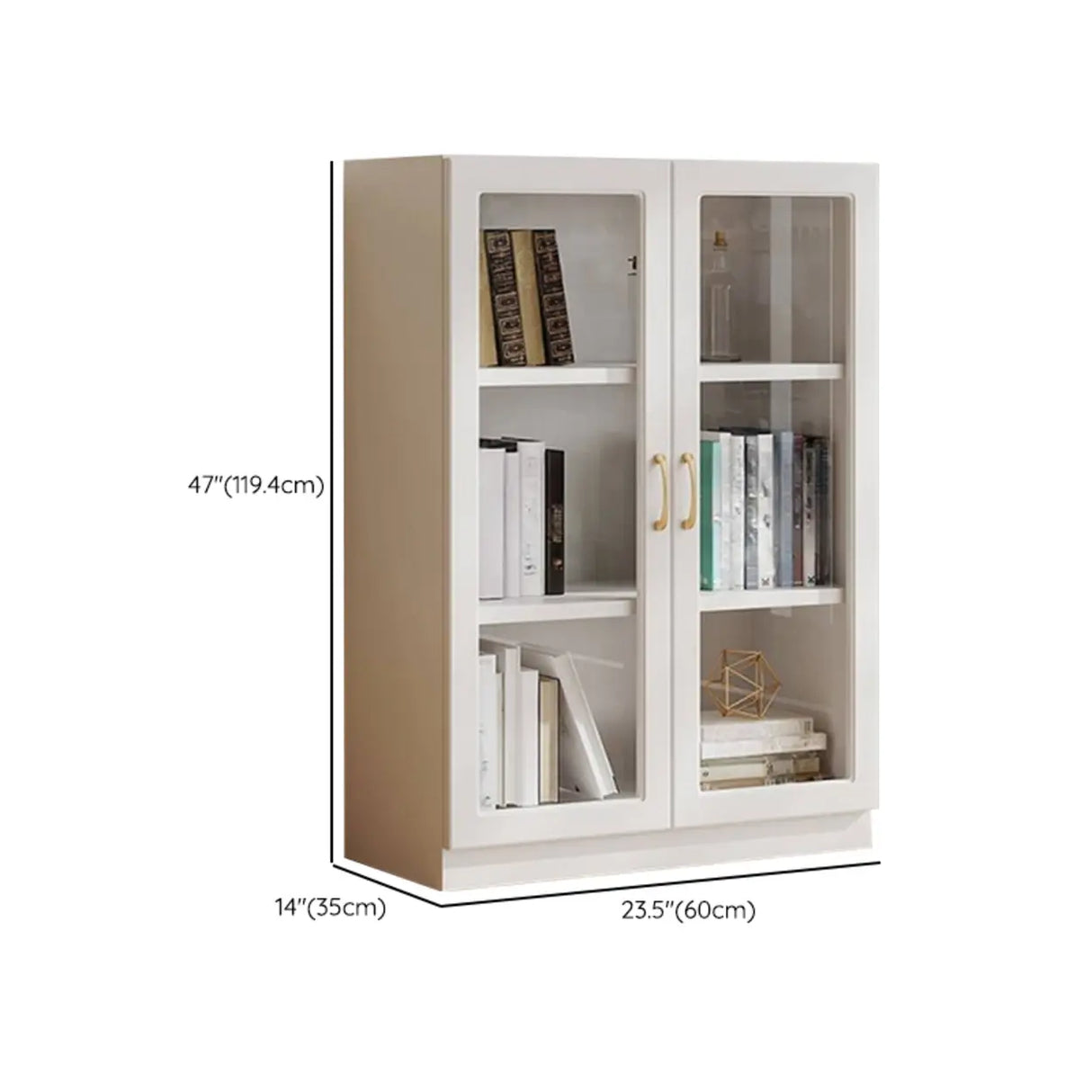 White Tall Freestanding Glass Storage Display Cabinet